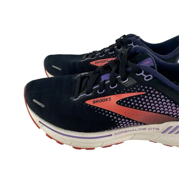 Brooks Running Shoes Womens 8 D Wide Adrenaline GTS 22 Sneakers Purple Coral