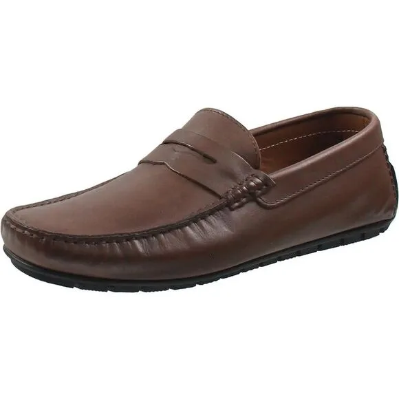 Bruno Magli Mens XANE Brown Leather Slip On Flat Driving Moccasins Shoes New