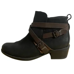 Bussola Alessia Black Ankle Boots Womens Size 39 EU 8.5 US
