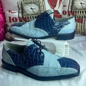 (C) MIRALTO, Two-Tone Blue Crocodile Oxford Shoes, Size 10.5‎