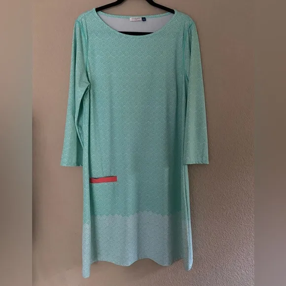 Cabana Life Womens Bora Bora Shift Dress Mint Green Aqua Sz XL swim cover pocket