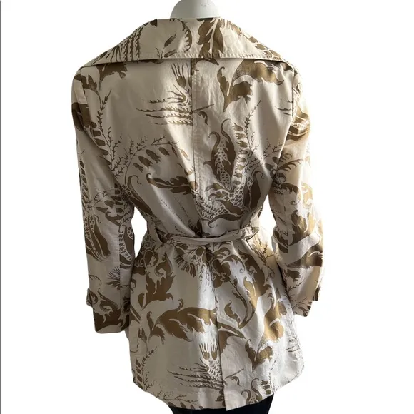 CAbi 461 Wimbledon Courtside Trench Coat Jacket Metallic Gold Ivory Sz Medium