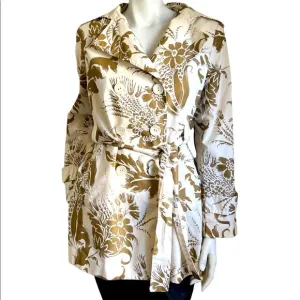 CAbi 461 Wimbledon Courtside Trench Coat Jacket Metallic Gold Ivory Sz Medium