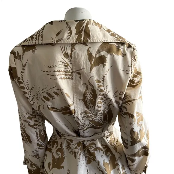 CAbi 461 Wimbledon Courtside Trench Coat Jacket Metallic Gold Ivory Sz Medium