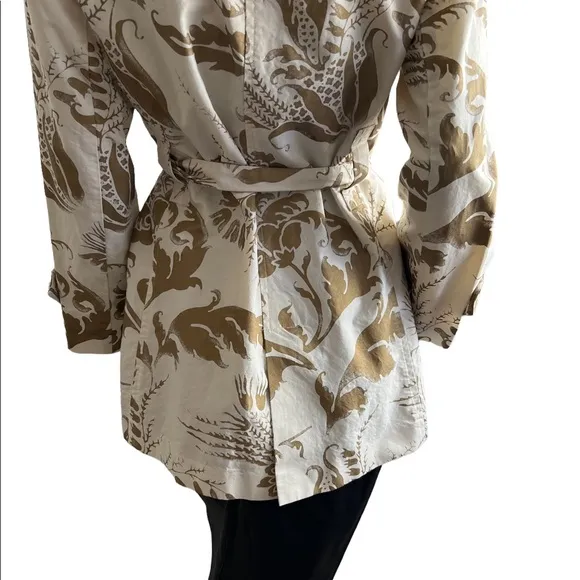 CAbi 461 Wimbledon Courtside Trench Coat Jacket Metallic Gold Ivory Sz Medium