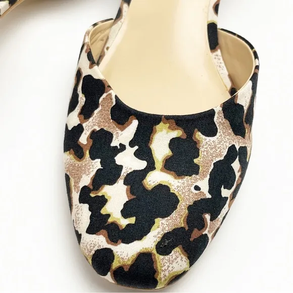 CABI Kiki Leopard Print Adjustable Ankle Straps Closed Toe Block Heels Size 9