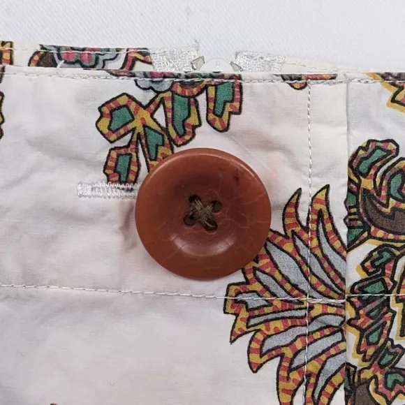 CAbi Palapa Swing Skirt Paisley Floral Button Front Cotton Boho Tan #861 size 8