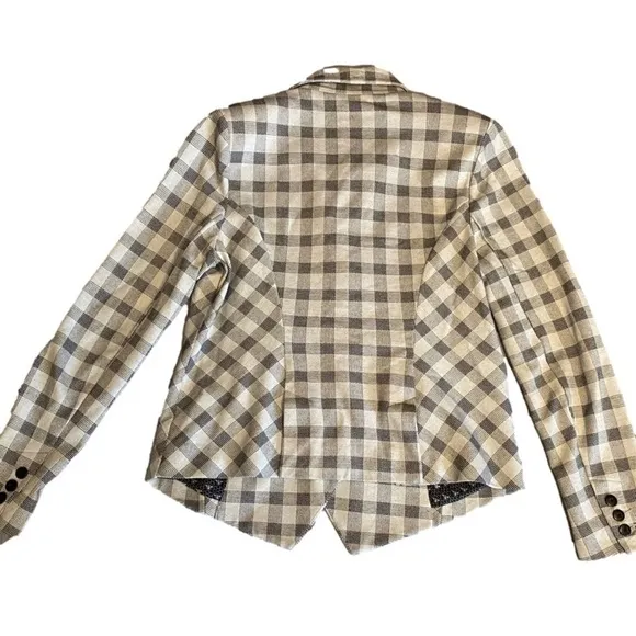 Cabi Plaid Valentina Asymmetrical Blazer Jacket Size 10
