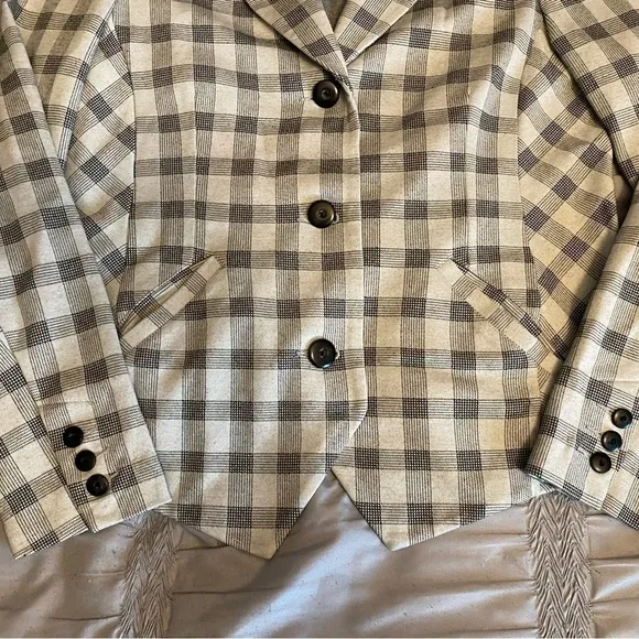 Cabi Plaid Valentina Asymmetrical Blazer Jacket Size 10