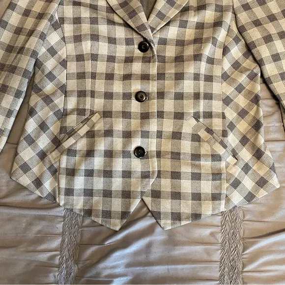 Cabi Plaid Valentina Asymmetrical Blazer Jacket Size 10