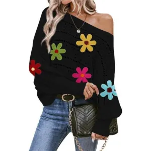 Cakulo Womens Off The Shoulder Sweater Top Fall 2024 Oversized Knit Batwing