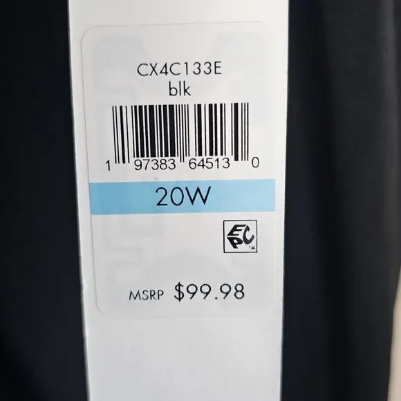 Calvin Klein 20W NWT Black Bell Sleeve Boat Neck Sheath Dress Casual‎ Formal