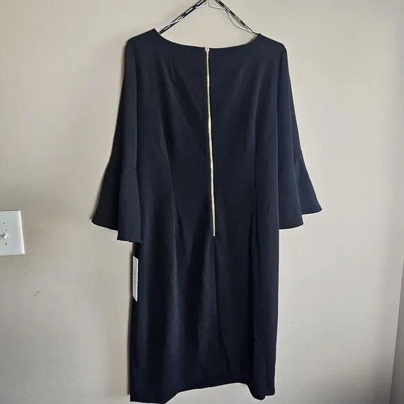 Calvin Klein 20W NWT Black Bell Sleeve Boat Neck Sheath Dress Casual‎ Formal