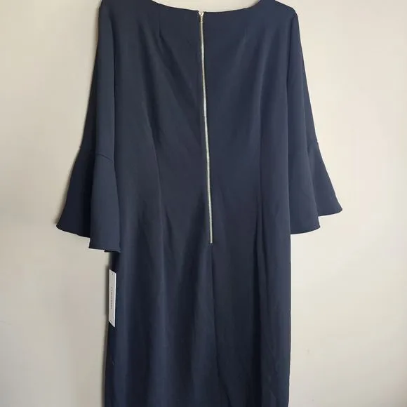 Calvin Klein 20W NWT Black Bell Sleeve Boat Neck Sheath Dress Casual‎ Formal