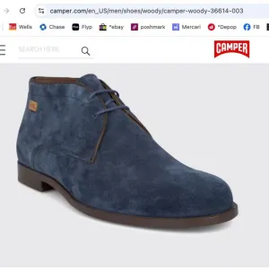 ~~CAMPER Mens US 6.5 EU 39 Suede Chukka Ankle Boot Woody Lace Up Navy Blue Wm8.5