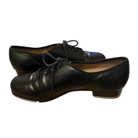 Capezio Womans 8.5 Gold Series Premiere Leather Tap Dance Shoes Lace Up Black