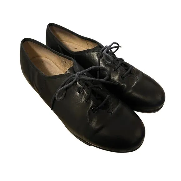Capezio Womans 8.5 Gold Series Premiere Leather Tap Dance Shoes Lace Up Black