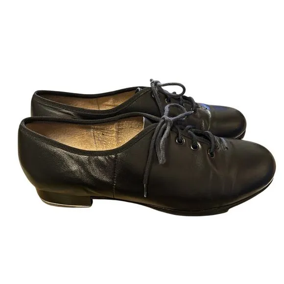 Capezio Womans 8.5 Gold Series Premiere Leather Tap Dance Shoes Lace Up Black