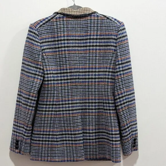 Cara Cara Brushed Tweed plaid Jacket Blazer 6