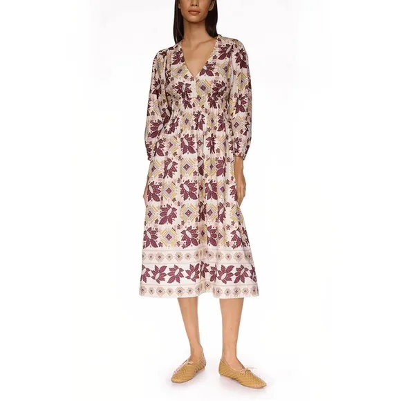 Cara Cara Midi Floral Long-Sleeve Ginger Dress