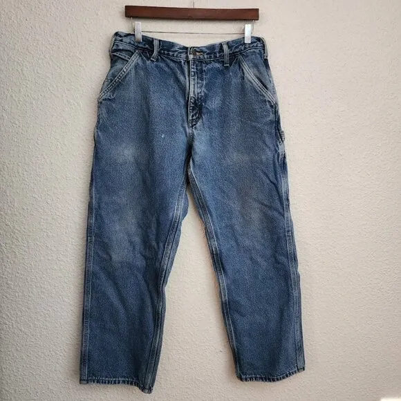 Carhartt Flannel Lined Washed Denim Dungaree Fit Men's Size 35x30