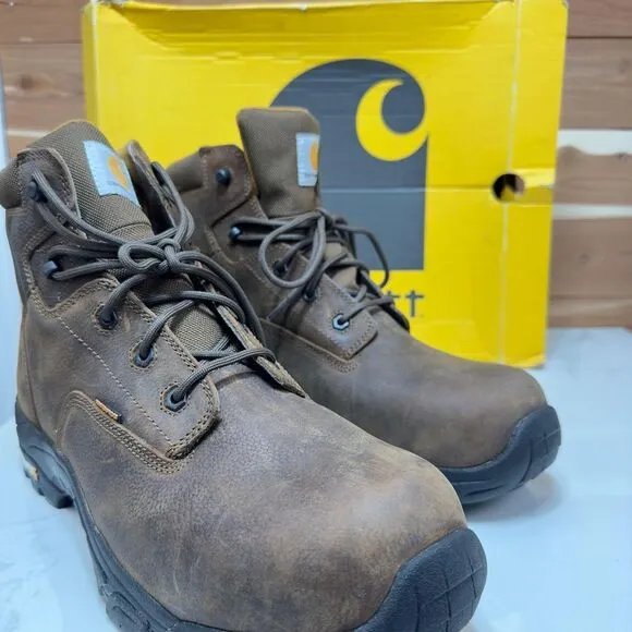 Carhartt‎ Men's 6-Inch Leather Bison Brown Waterproof Work Hiker Size 14 - NEW