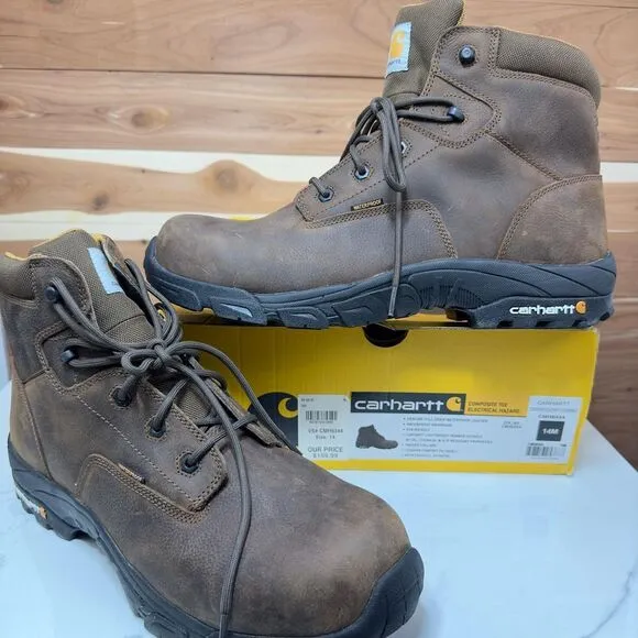 Carhartt‎ Men's 6-Inch Leather Bison Brown Waterproof Work Hiker Size 14 - NEW