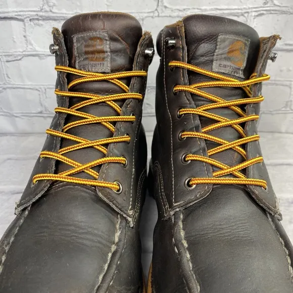 Carhartt Work Boots Mens 11.5 M Leather Soft 6&quot; Moc Toe Brown CMW6197 Waterproof