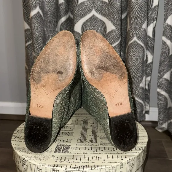 Carlos Falchi Mint Green Python Flat Boots