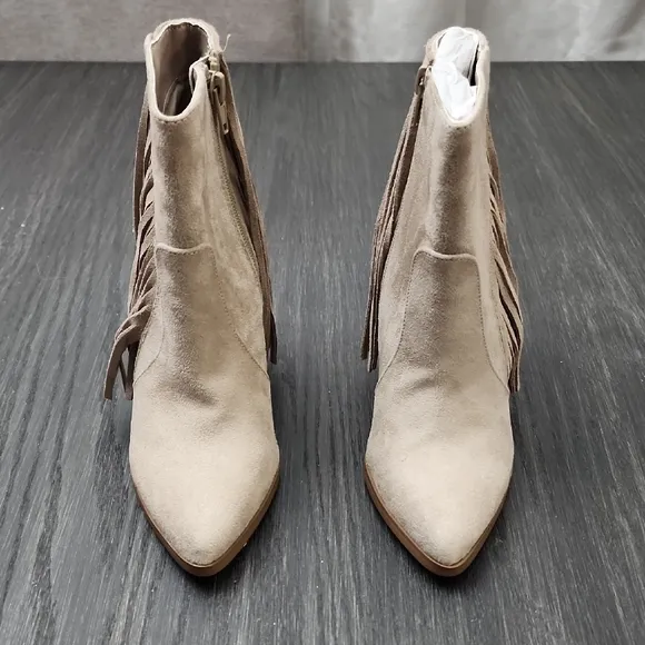Carlos Santana Mika Western Wedge Fringe Boots Booties Driftwood