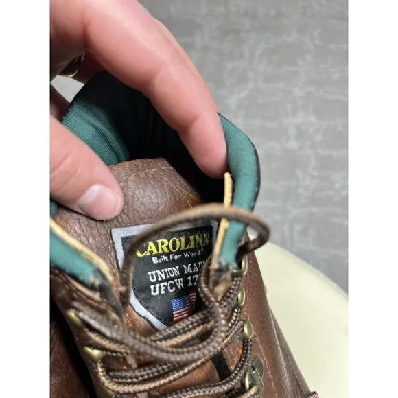 Carolina Soft Toe Lace Up Leather Work Boots made In USA Mens Size 6 2E