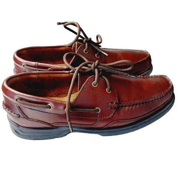 Cary Country Men's Rugged Casual Tobias Burgundy Leather Loafer Sz 10 Boat Shoe