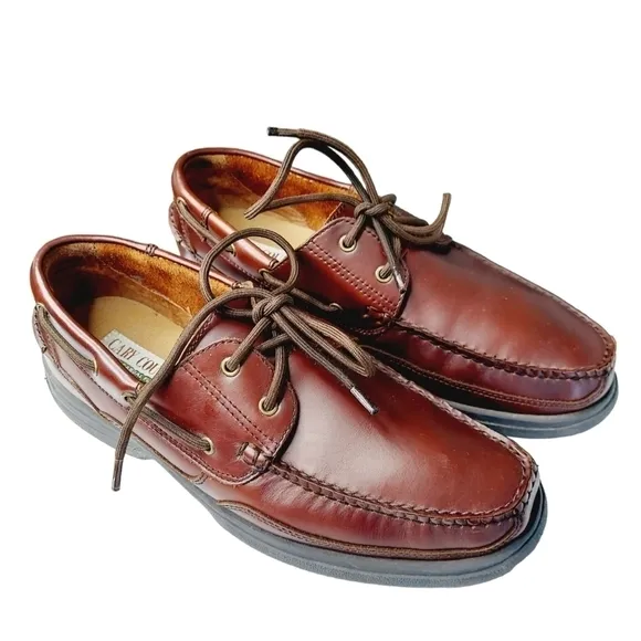 Cary Country Men's Rugged Casual Tobias Burgundy Leather Loafer Sz 10 Boat Shoe