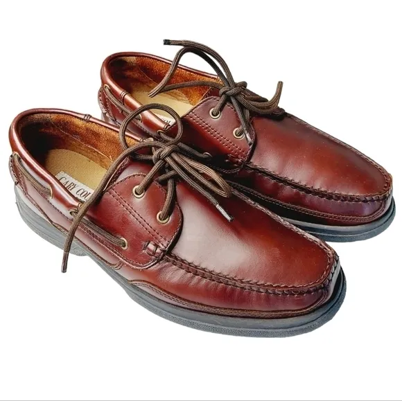Cary Country Men's Rugged Casual Tobias Burgundy Leather Loafer Sz 10 Boat Shoe