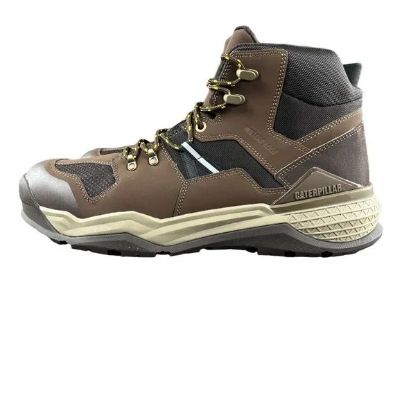 Caterpillar Men's Provoke Mid WP EH SR Brown Alloy Toe Work Boots Size 14 M