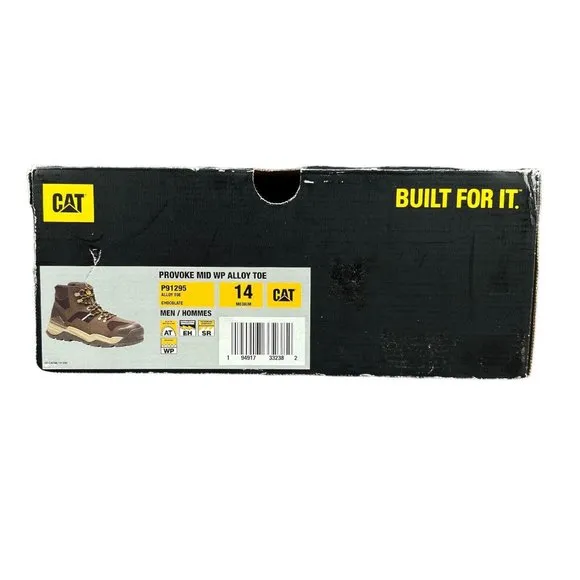 Caterpillar Men's Provoke Mid WP EH SR Brown Alloy Toe Work Boots Size 14 M