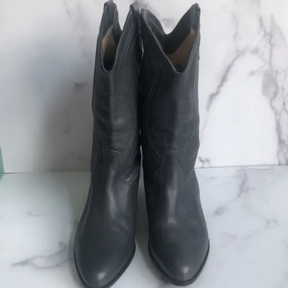 Catleia Made in Brazil Gray Leather Western Cowboy Boots Size EU 39