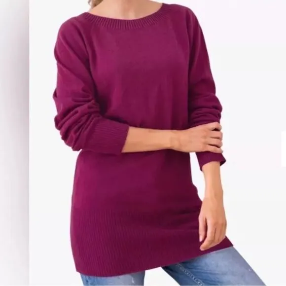 Celtic &amp; Co Womens Lambswool Gray Tunic Sweater Medium Minimalist Closet Staple