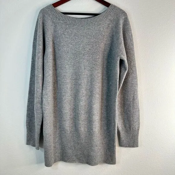 Celtic &amp; Co Womens Lambswool Gray Tunic Sweater Medium Minimalist Closet Staple