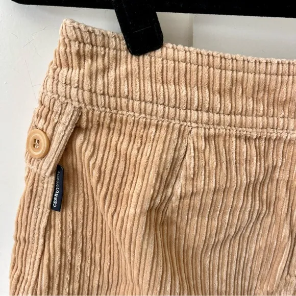 Cerruti Jeans Corduroy Pleated Mini Skirt Tan Sz S