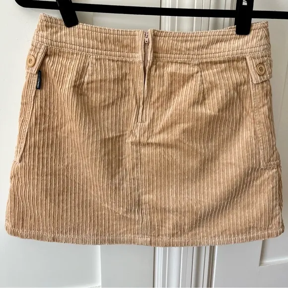 Cerruti Jeans Corduroy Pleated Mini Skirt Tan Sz S