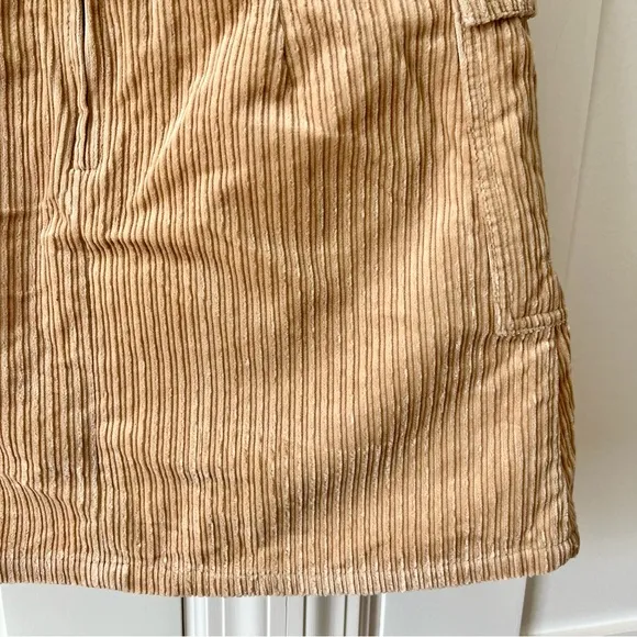 Cerruti Jeans Corduroy Pleated Mini Skirt Tan Sz S