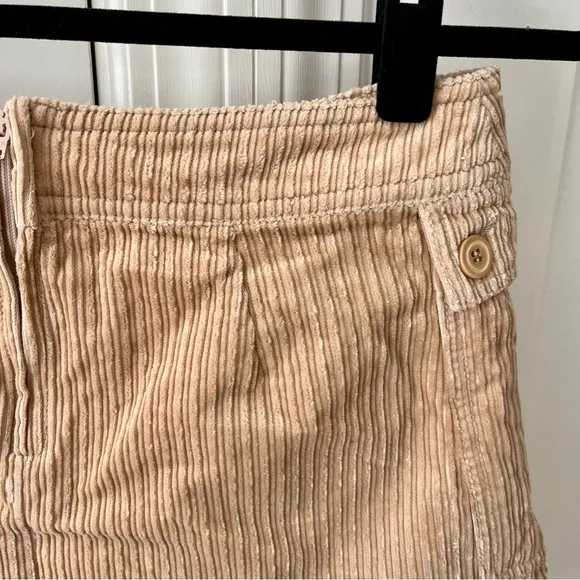 Cerruti Jeans Corduroy Pleated Mini Skirt Tan Sz S