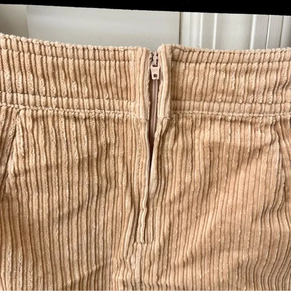 Cerruti Jeans Corduroy Pleated Mini Skirt Tan Sz S