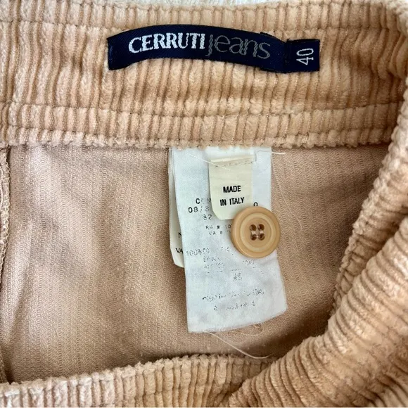 Cerruti Jeans Corduroy Pleated Mini Skirt Tan Sz S