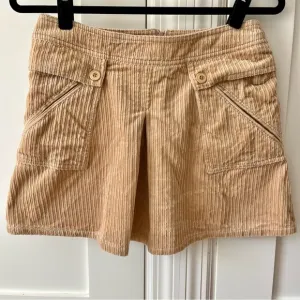 Cerruti Jeans Corduroy Pleated Mini Skirt Tan Sz S