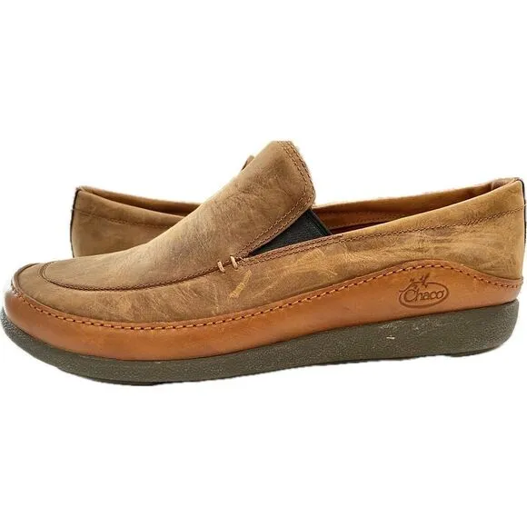 Chaco Shoes Brown Rust Black Leather Slip-On Men's Size 9.5 EUC