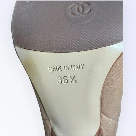 Chanel Knee High Leather Pointed Toe Boots 36.5