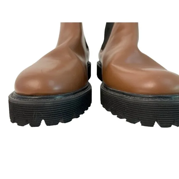 Charles &amp; Keith Women's Brown Chelsea Boots Size 6.5 Stretch Flat Lug EUC 7487