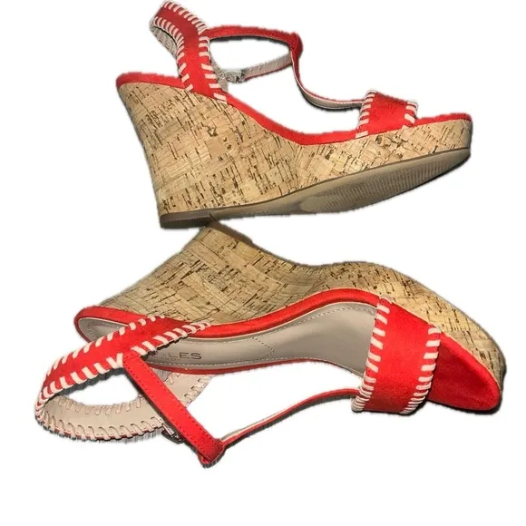 Charles by Charles David Red Wedge Sandals
